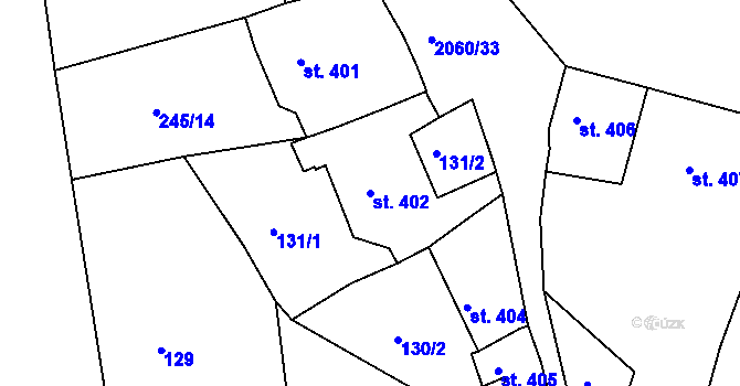 Parcela st. 402 v KÚ Brtnice, Katastrální mapa