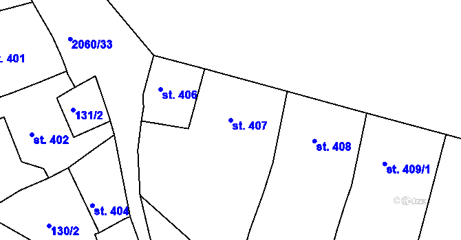 Parcela st. 407 v KÚ Brtnice, Katastrální mapa