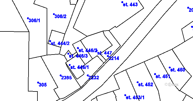Parcela st. 447 v KÚ Brtnice, Katastrální mapa