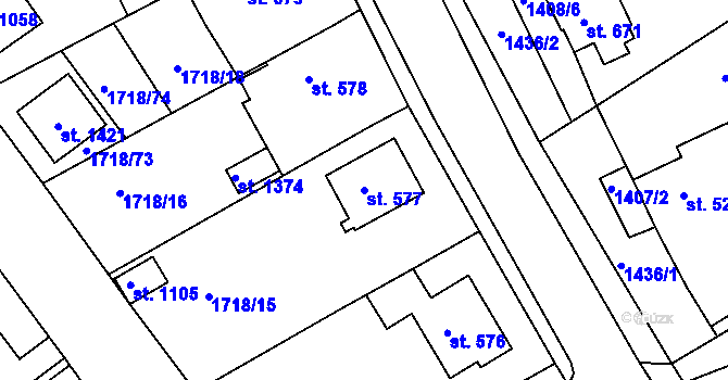 Parcela st. 577 v KÚ Brtnice, Katastrální mapa