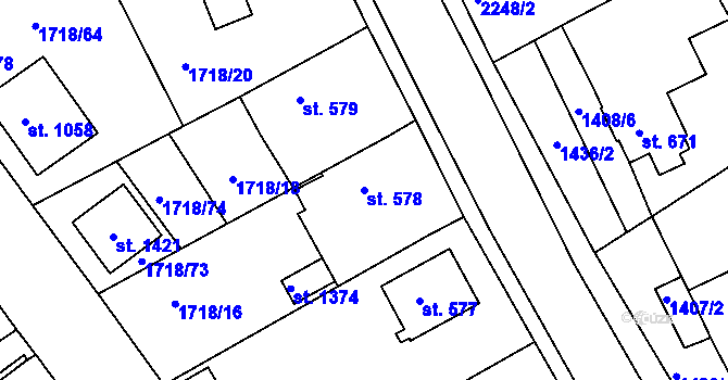 Parcela st. 578 v KÚ Brtnice, Katastrální mapa