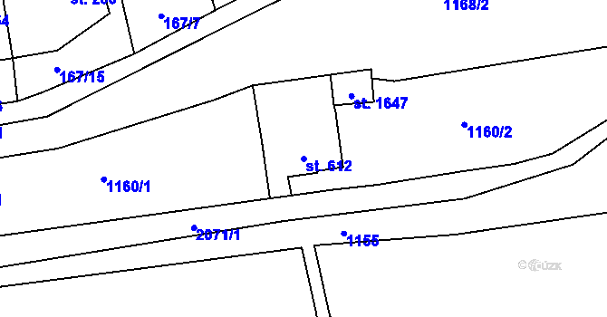 Parcela st. 612 v KÚ Brtnice, Katastrální mapa