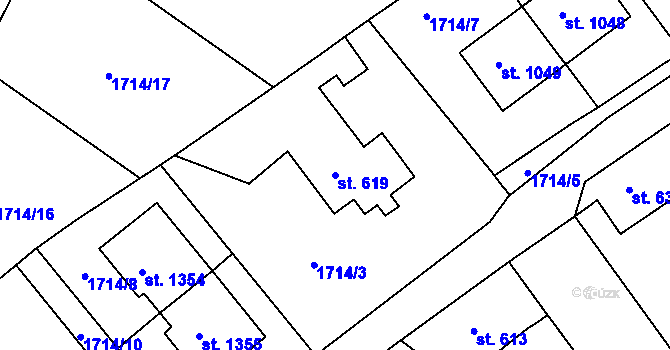 Parcela st. 619 v KÚ Brtnice, Katastrální mapa