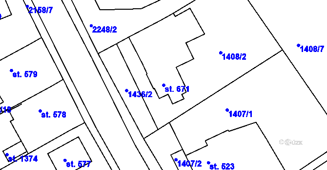 Parcela st. 671 v KÚ Brtnice, Katastrální mapa