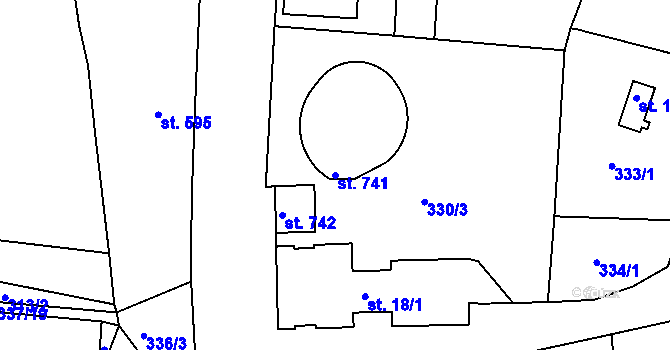 Parcela st. 741 v KÚ Brtnice, Katastrální mapa