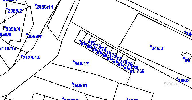 Parcela st. 775 v KÚ Brtnice, Katastrální mapa