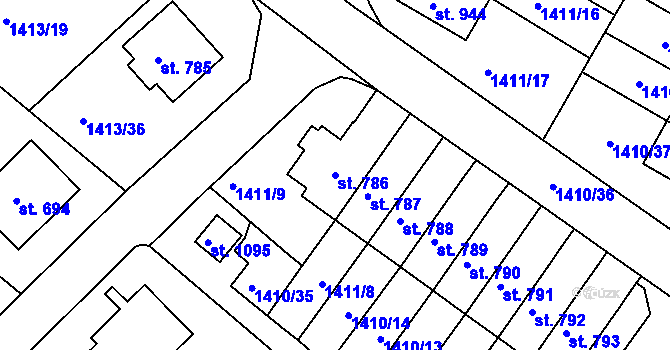 Parcela st. 786 v KÚ Brtnice, Katastrální mapa