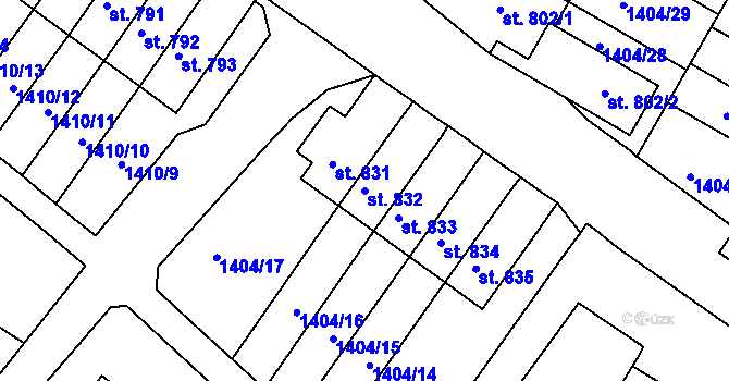 Parcela st. 832 v KÚ Brtnice, Katastrální mapa