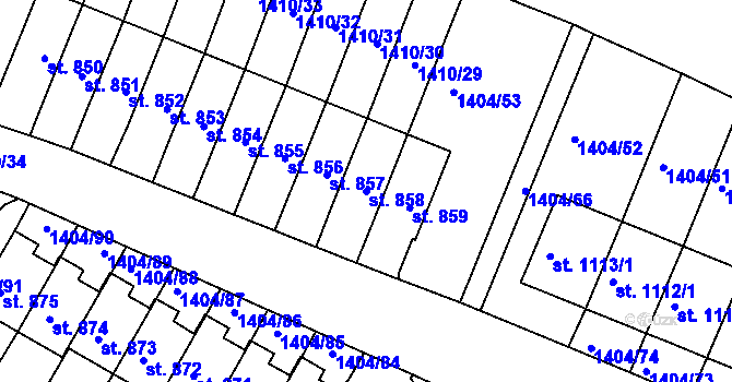 Parcela st. 858 v KÚ Brtnice, Katastrální mapa