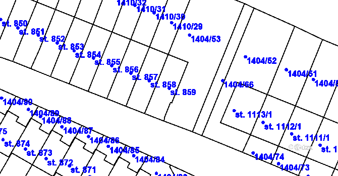 Parcela st. 859 v KÚ Brtnice, Katastrální mapa