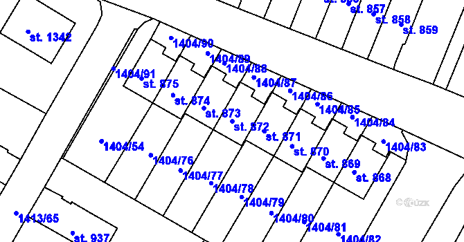 Parcela st. 872 v KÚ Brtnice, Katastrální mapa