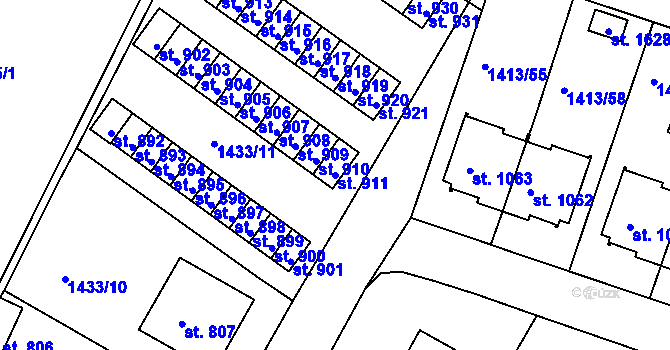 Parcela st. 911 v KÚ Brtnice, Katastrální mapa