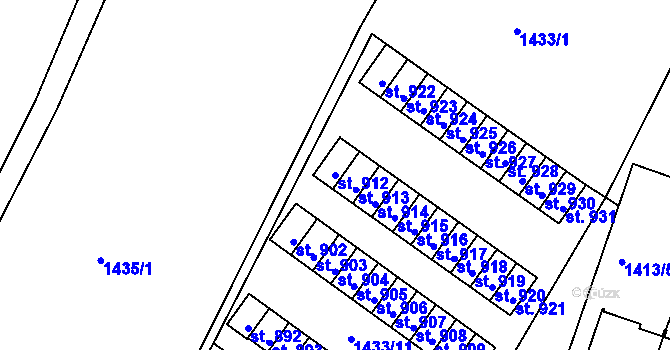 Parcela st. 912 v KÚ Brtnice, Katastrální mapa