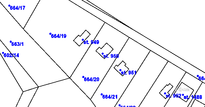 Parcela st. 950 v KÚ Brtnice, Katastrální mapa