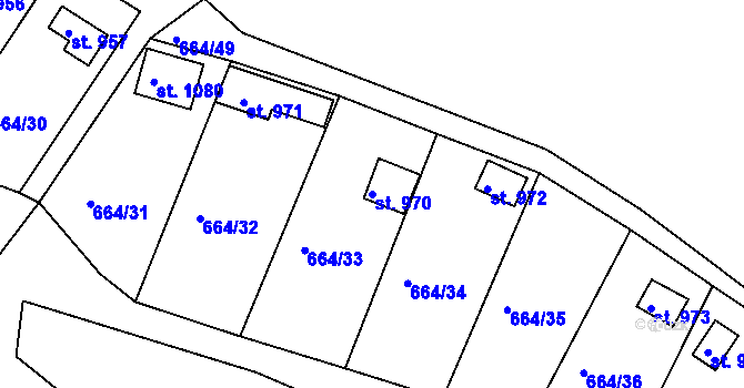Parcela st. 970 v KÚ Brtnice, Katastrální mapa
