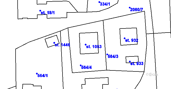 Parcela st. 1053 v KÚ Brtnice, Katastrální mapa