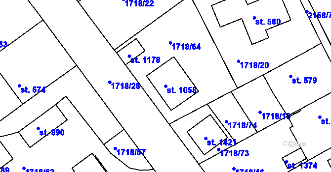 Parcela st. 1058 v KÚ Brtnice, Katastrální mapa