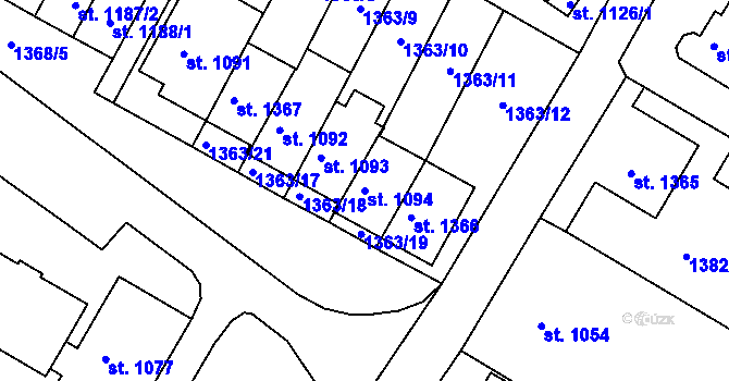 Parcela st. 1094 v KÚ Brtnice, Katastrální mapa