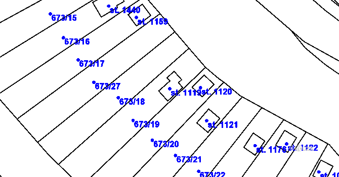 Parcela st. 1119 v KÚ Brtnice, Katastrální mapa