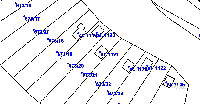 Parcela st. 1121 v KÚ Brtnice, Katastrální mapa