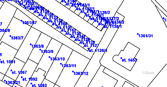 Parcela st. 1127 v KÚ Brtnice, Katastrální mapa