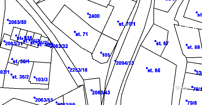 Parcela st. 105 v KÚ Brtnice, Katastrální mapa