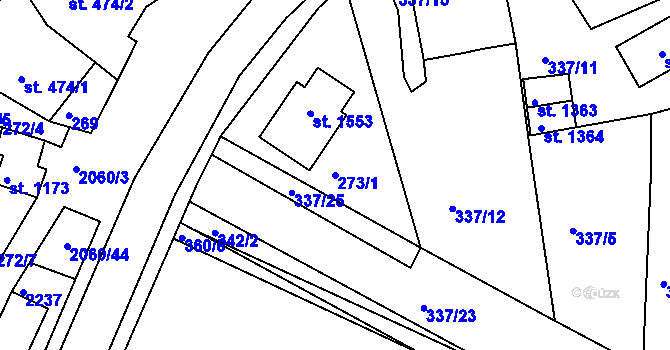 Parcela st. 273/1 v KÚ Brtnice, Katastrální mapa