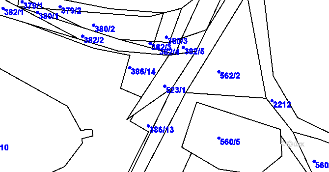 Parcela st. 523/1 v KÚ Brtnice, Katastrální mapa