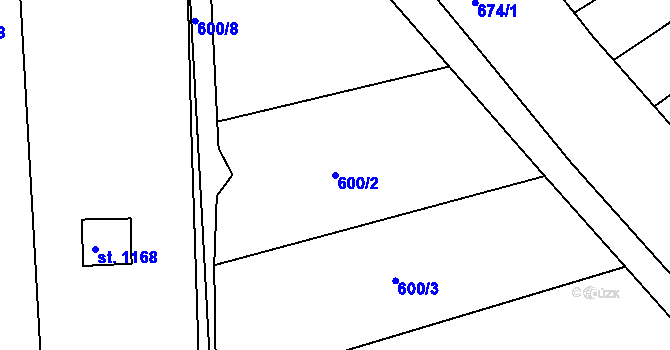 Parcela st. 600/2 v KÚ Brtnice, Katastrální mapa