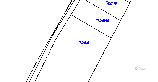 Parcela st. 624/5 v KÚ Brtnice, Katastrální mapa