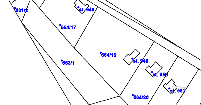 Parcela st. 664/19 v KÚ Brtnice, Katastrální mapa