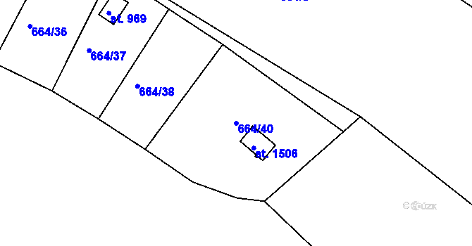 Parcela st. 664/40 v KÚ Brtnice, Katastrální mapa