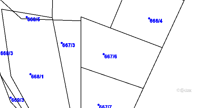 Parcela st. 667/6 v KÚ Brtnice, Katastrální mapa