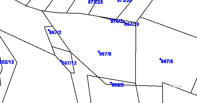 Parcela st. 667/8 v KÚ Brtnice, Katastrální mapa