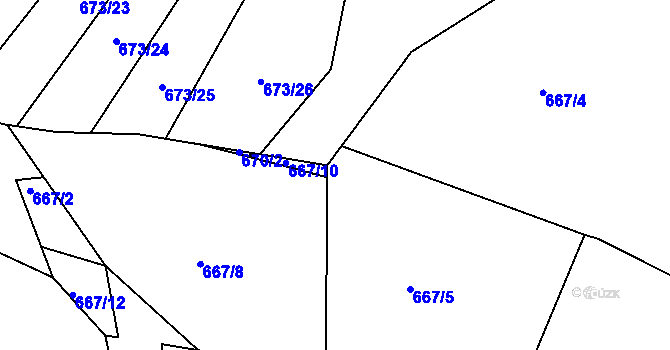Parcela st. 667/11 v KÚ Brtnice, Katastrální mapa