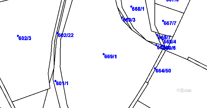 Parcela st. 669/1 v KÚ Brtnice, Katastrální mapa