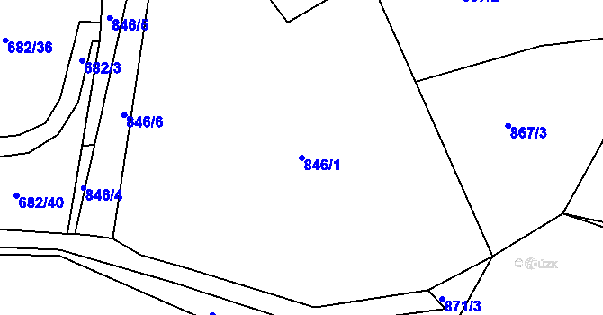 Parcela st. 846/1 v KÚ Brtnice, Katastrální mapa