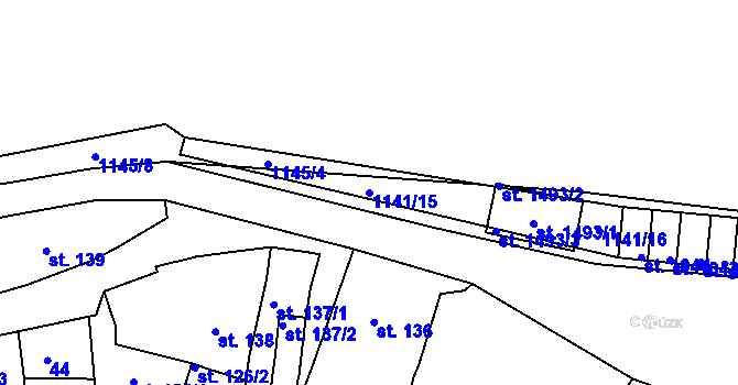 Parcela st. 1141/15 v KÚ Brtnice, Katastrální mapa