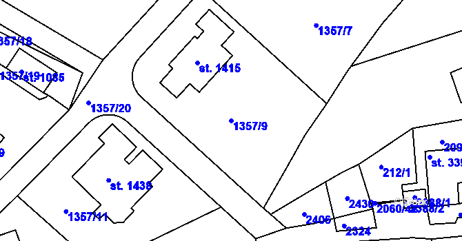 Parcela st. 1357/9 v KÚ Brtnice, Katastrální mapa
