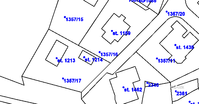 Parcela st. 1357/16 v KÚ Brtnice, Katastrální mapa