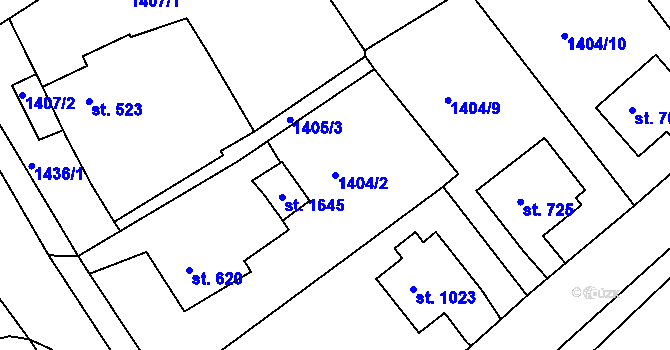 Parcela st. 1404/2 v KÚ Brtnice, Katastrální mapa