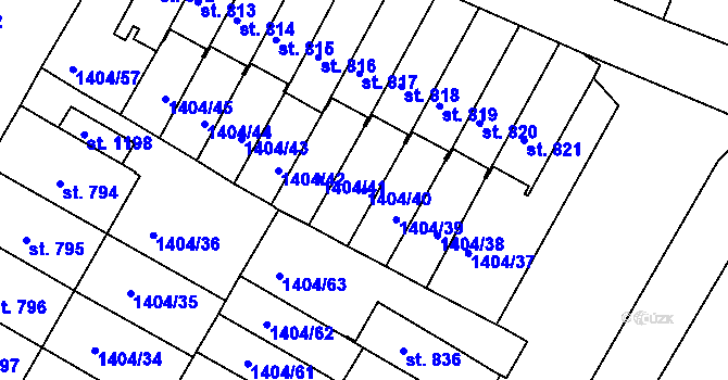 Parcela st. 1404/40 v KÚ Brtnice, Katastrální mapa