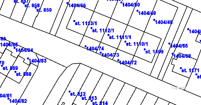 Parcela st. 1404/73 v KÚ Brtnice, Katastrální mapa