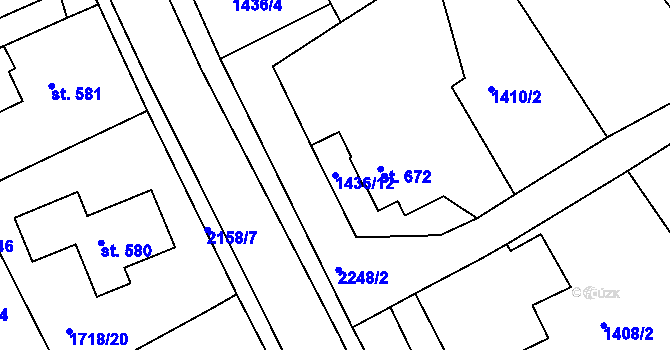 Parcela st. 1436/12 v KÚ Brtnice, Katastrální mapa