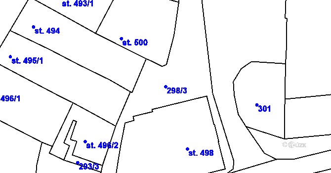 Parcela st. 298/3 v KÚ Brtnice, Katastrální mapa