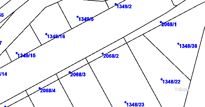 Parcela st. 2068/2 v KÚ Brtnice, Katastrální mapa