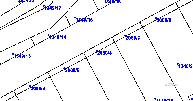 Parcela st. 2068/4 v KÚ Brtnice, Katastrální mapa