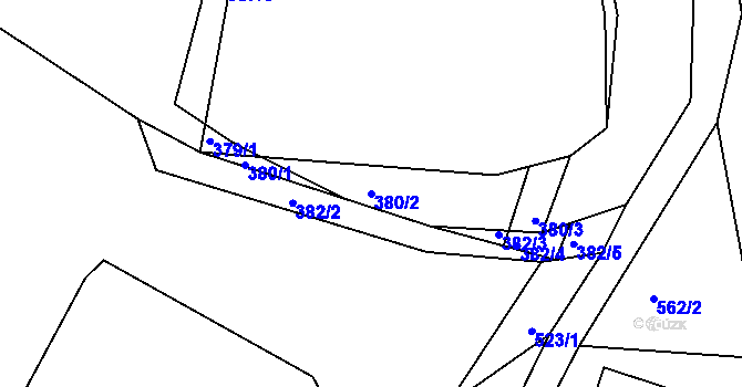 Parcela st. 380/2 v KÚ Brtnice, Katastrální mapa