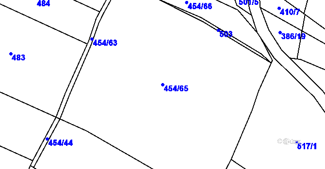 Parcela st. 454/65 v KÚ Brtnice, Katastrální mapa