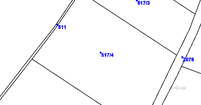 Parcela st. 517/4 v KÚ Brtnice, Katastrální mapa